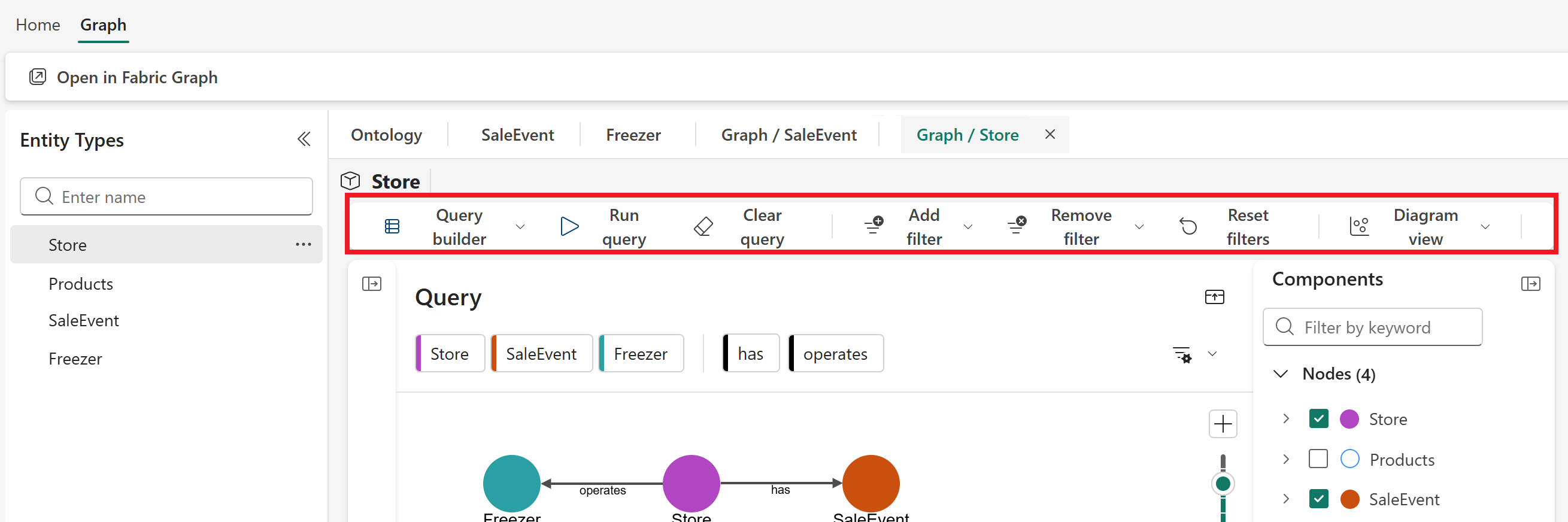Screenshot of selecting the query builder.