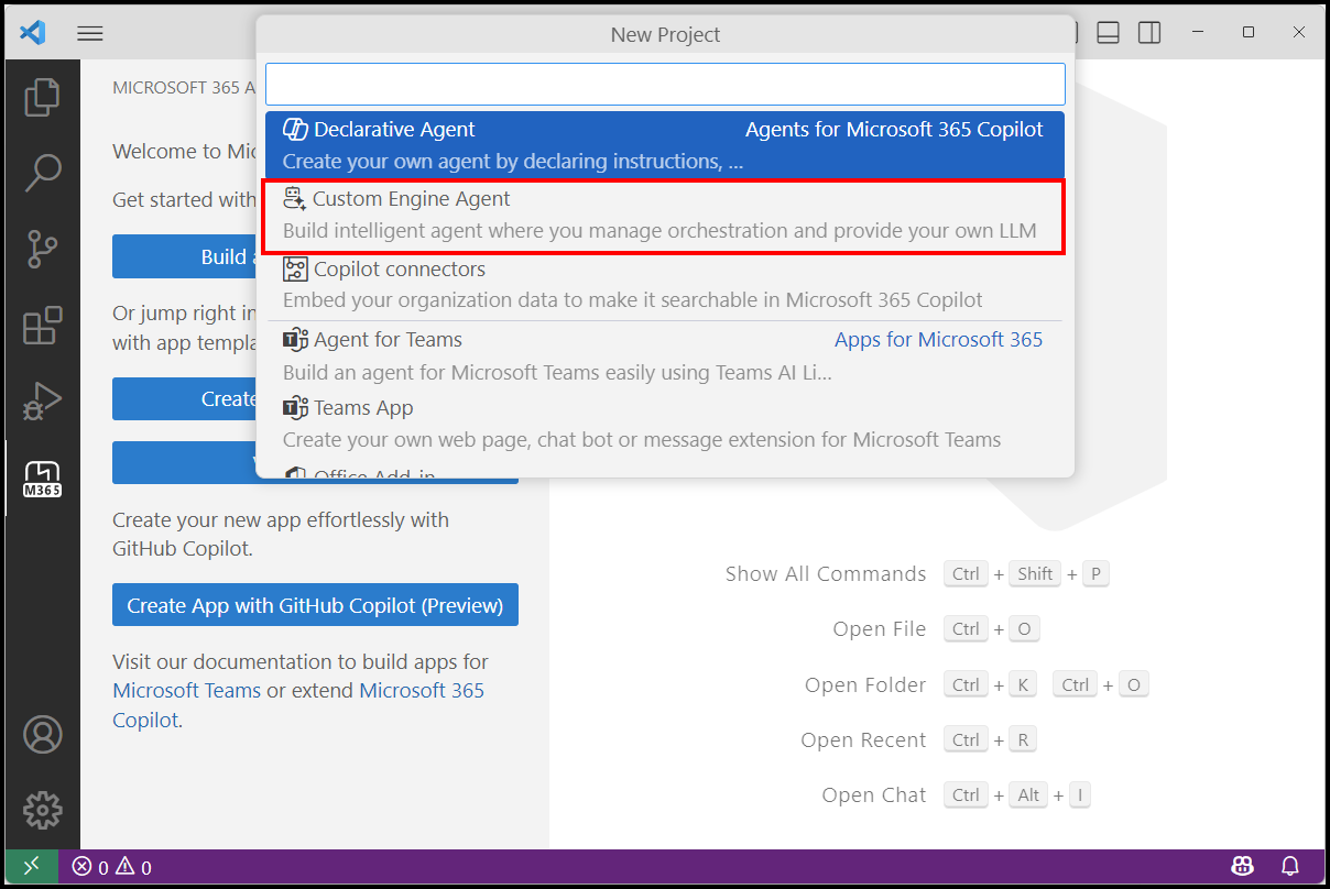 Select agent type to create