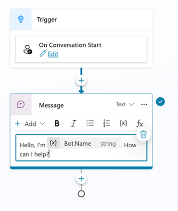 Screenshot of the location of the message content to edit the introductory message.