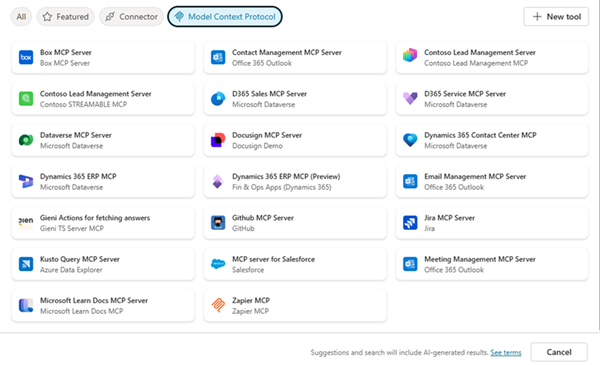 Screenshot of catalog of available MCP servers.