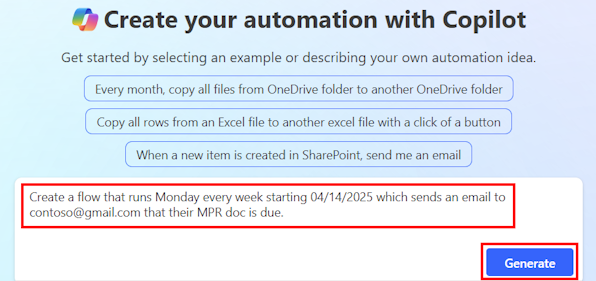 Screenshot of a prompt to create a scheduled flow.