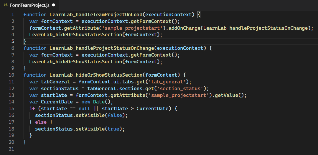 Screenshot of an example script.