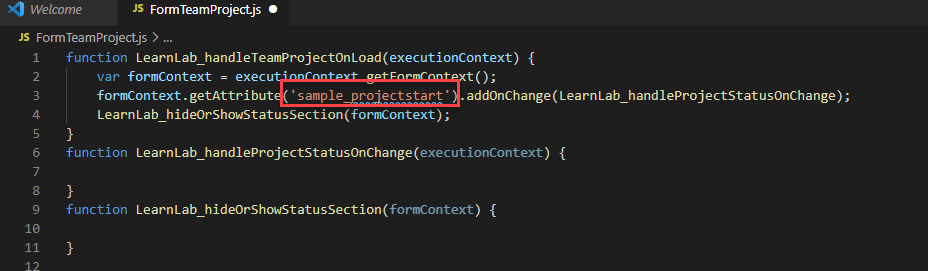 Screenshot of the onload function.