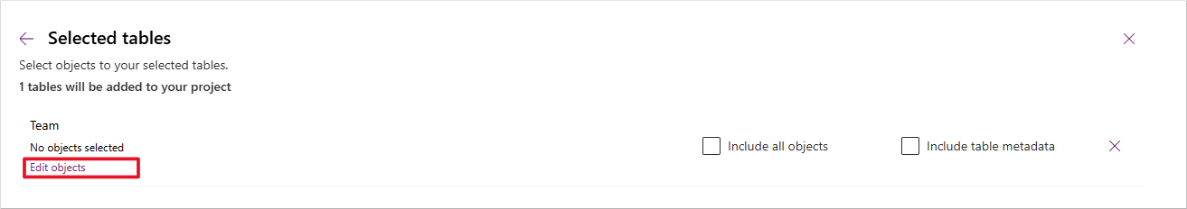 Screenshot of the select components button.