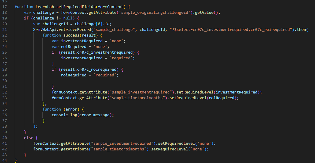 Screenshot of the completed function.