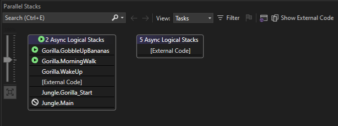 Screenshot of Tasks view after F5.