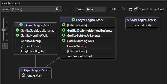 Screenshot of Tasks view after second F5.