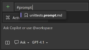 Screenshot of using prompt files in GitHub Copilot Chat.