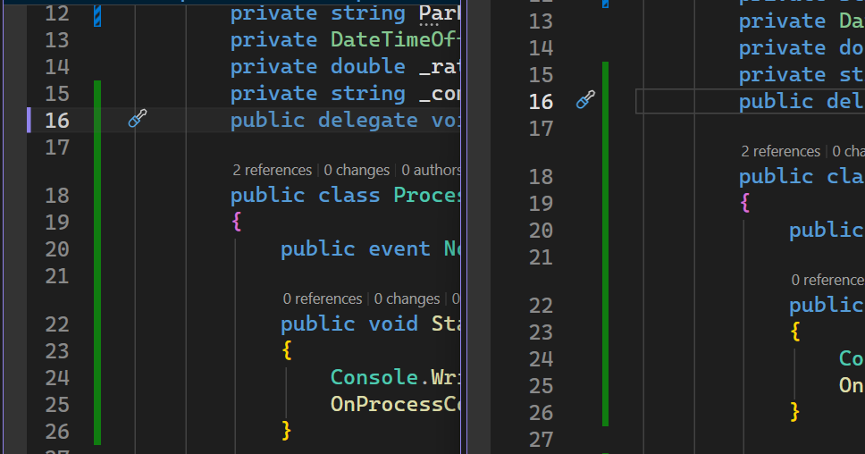 Lightbulb icon appearing inline with code instead of in the left margin