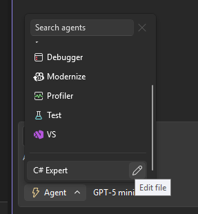 Custom agents in Visual Studio's agent picker