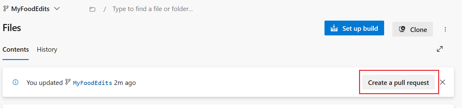 Näyttökuva pull-pyynnön luomisen käyttöliittymästä.