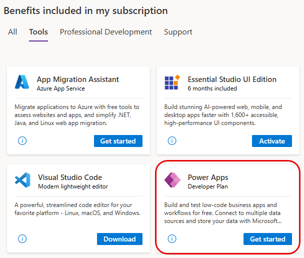 Power Apps Developer Plan in Visual Studio.