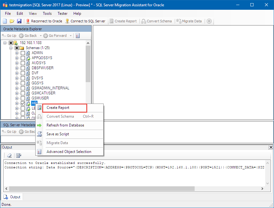 Screenshot that shows how to create a report.