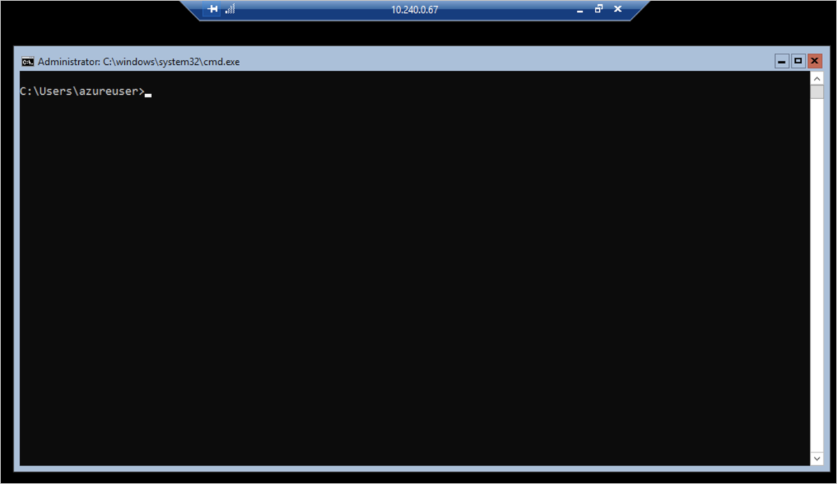 Immagine della finestra cmd nel nodo Windows Server