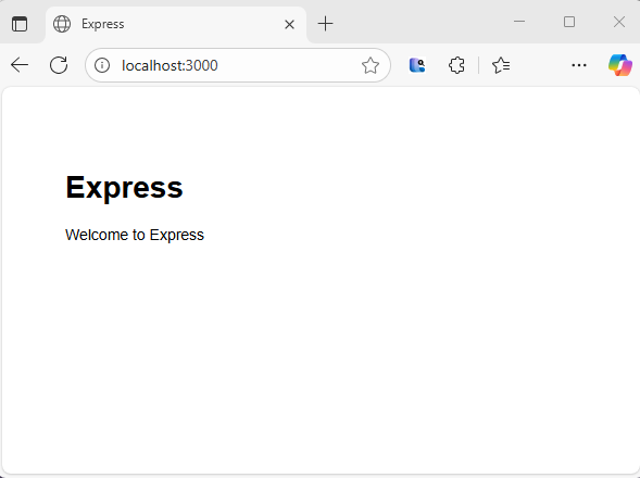 Screenshot di un'applicazione Express in esecuzione in un browser.