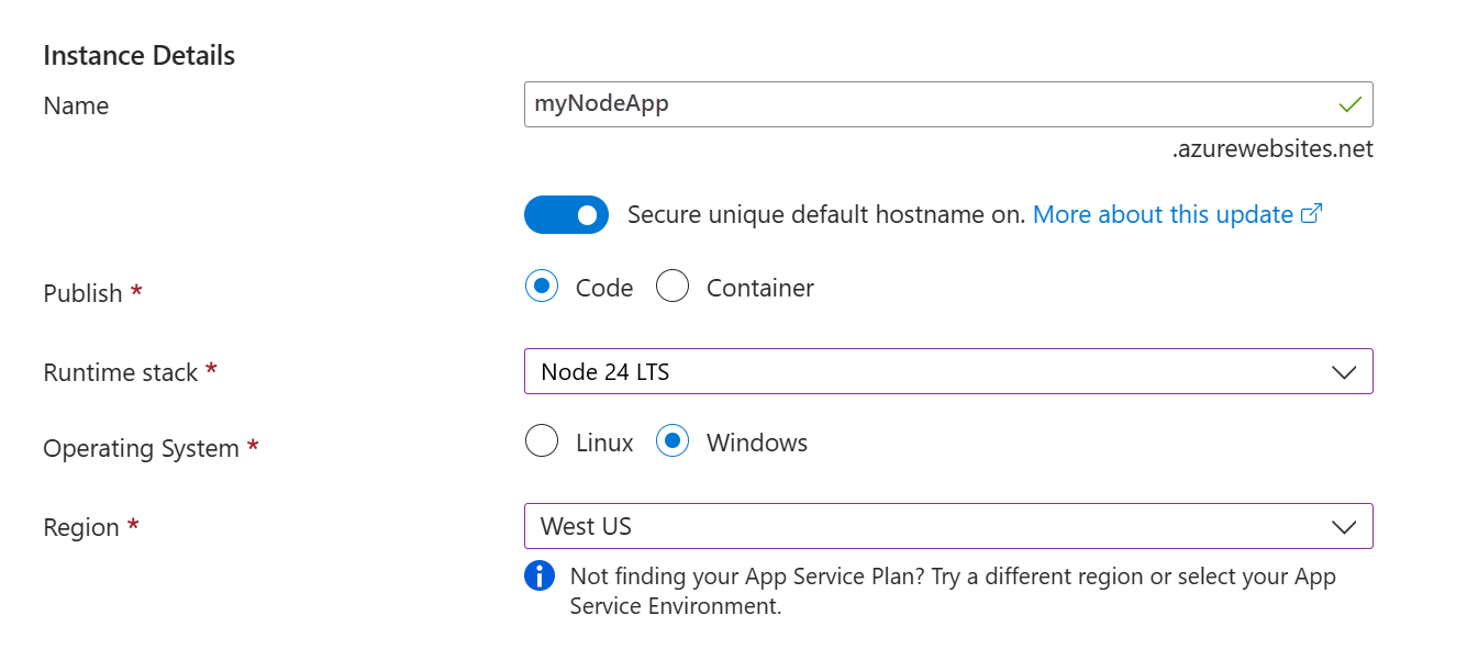 Screenshot della sezione Dettagli istanza.