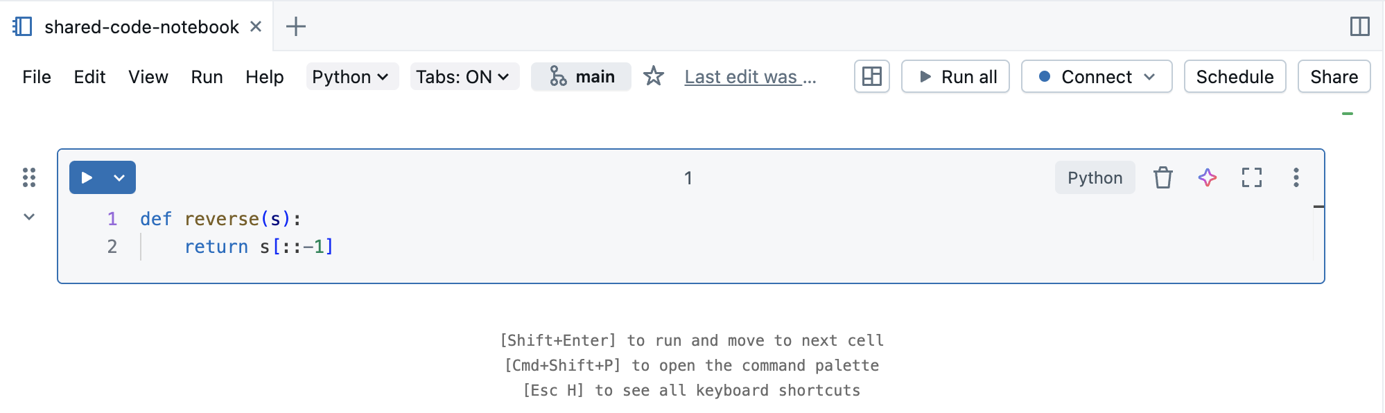 Codice di test iniziale