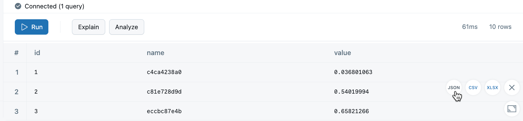 Esportazione dell'editor SQL di Lakebase