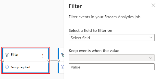 Screenshot che mostra la configurazione dell'operatore di filtro.
