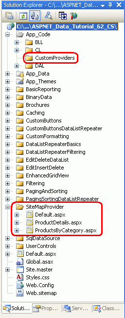 Aggiungere le pagine ASP.NET per i tutorial correlati al provider della mappa del sito