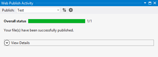 Finestra di attività di pubblicazione Web