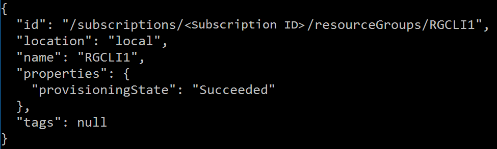 Creare l'output del gruppo di risorse