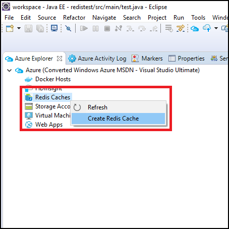 Crea menu Cache Redis