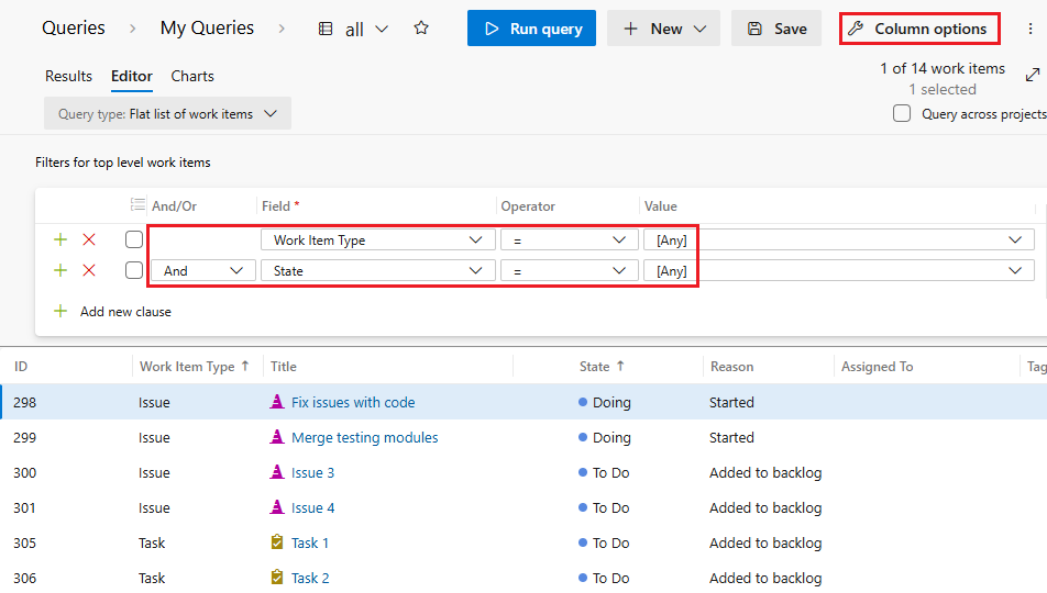 Screenshot dell'esecuzione di query su tutti gli elementi.