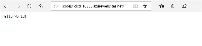 Screenshot dell'applicazione Node.js in esecuzione in un Web browser.