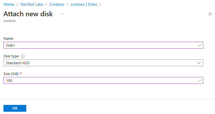 Screenshot del modulo Collega nuovo disco.