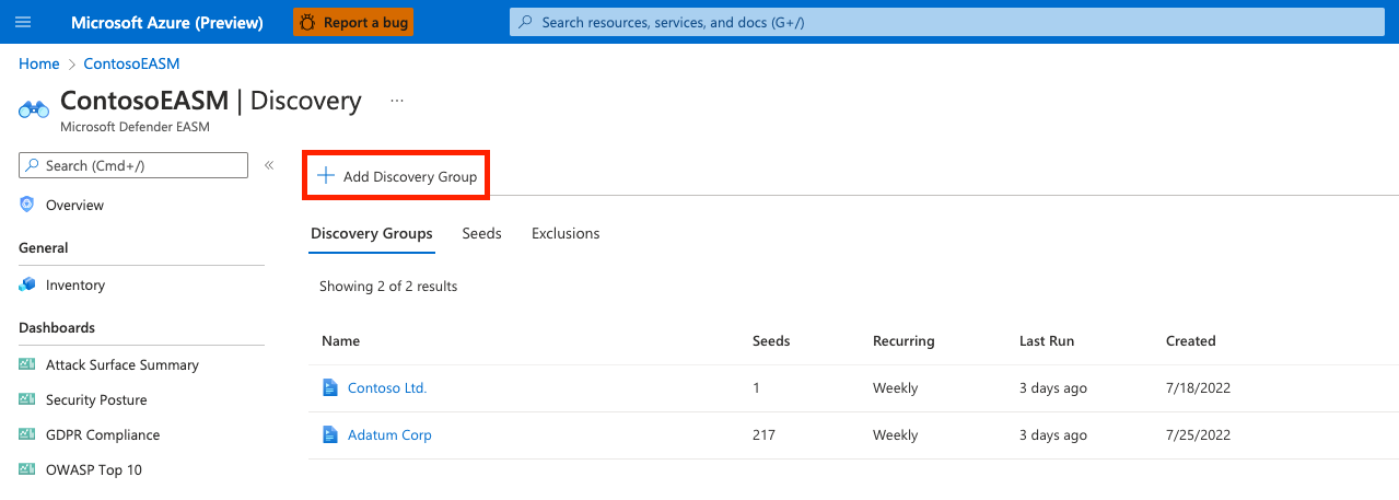 Screenshot della schermata Individuazione con l'opzione 