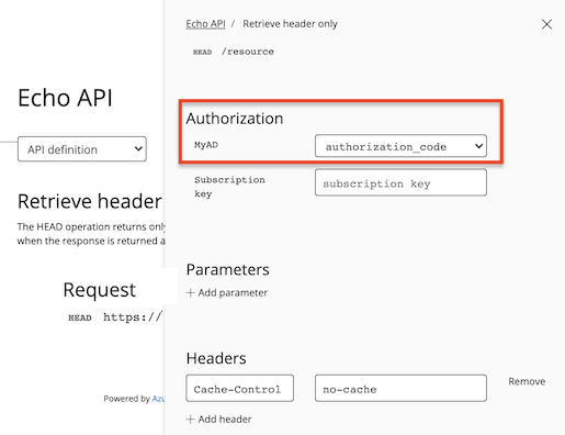 Selezionare autorizzazione tramite codice