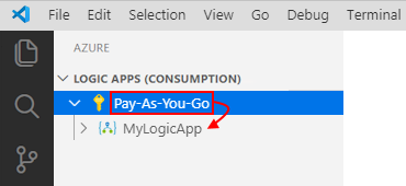 Screenshot che mostra una sottoscrizione di Azure espansa con le app per la logica associate.