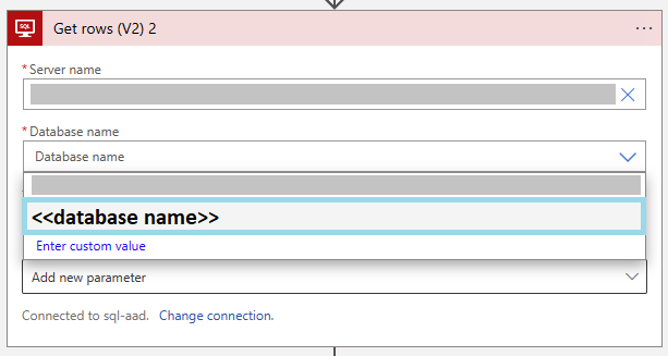 Selezionare il database