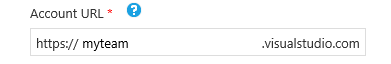 Screenshot of the account URL selection page in Azure DevOps.