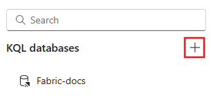 Screenshot che mostra la sezione Database KQL di Eventhouse.