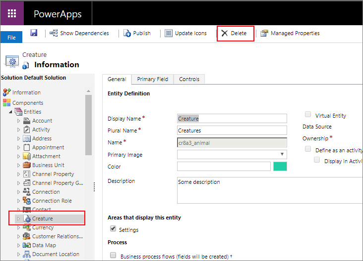 Comando Elimina sulla barra dei menu.
