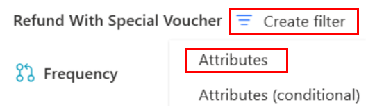 Screenshot del menu a discesa Crea filtro.