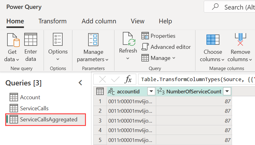 Screenshot che evidenzia le tabelle calcolate in Power BI Premium.