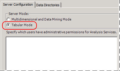 Pagina Di installazione con le opzioni di configurazione di Analysis Services