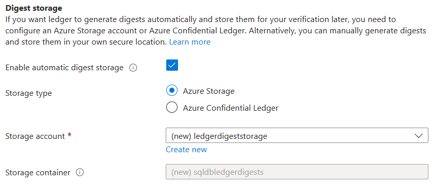 Screenshot che mostra le selezioni per abilitare l'archiviazione digest.