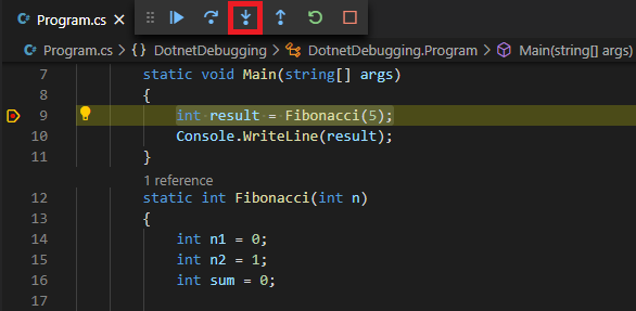 Screenshot del pulsante Eseguire l'istruzione.