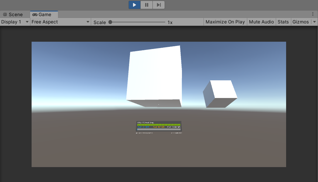 Screenshot della finestra del gioco dopo essere entrati in modalità di gioco.