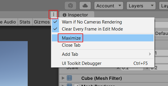 Screenshot del comando Massimizza per la finestra di gioco.