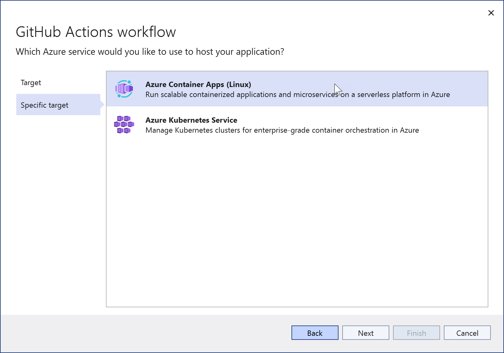 screenshot che mostra le app azure container esistenti.