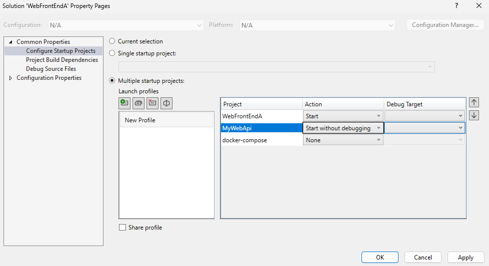 screenshot delle pagine delle proprietà della soluzione.