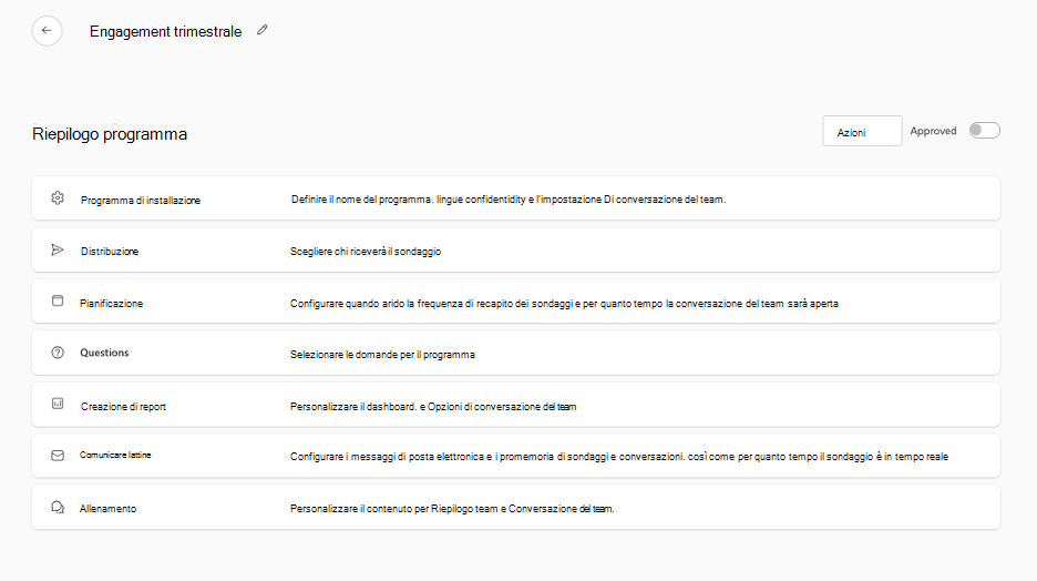 Screenshot di come accedere all'installazione del programma da Riepilogo programma.