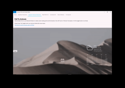 Esempio per animare tirando