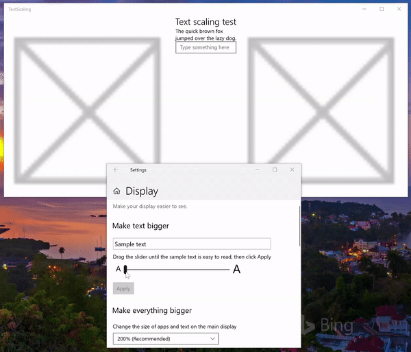 Animazione del ridimensionamento del testo dal 100% al 225% con avvolgimento del testo.