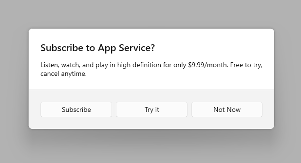 Finestra di dialogo a tre pulsanti